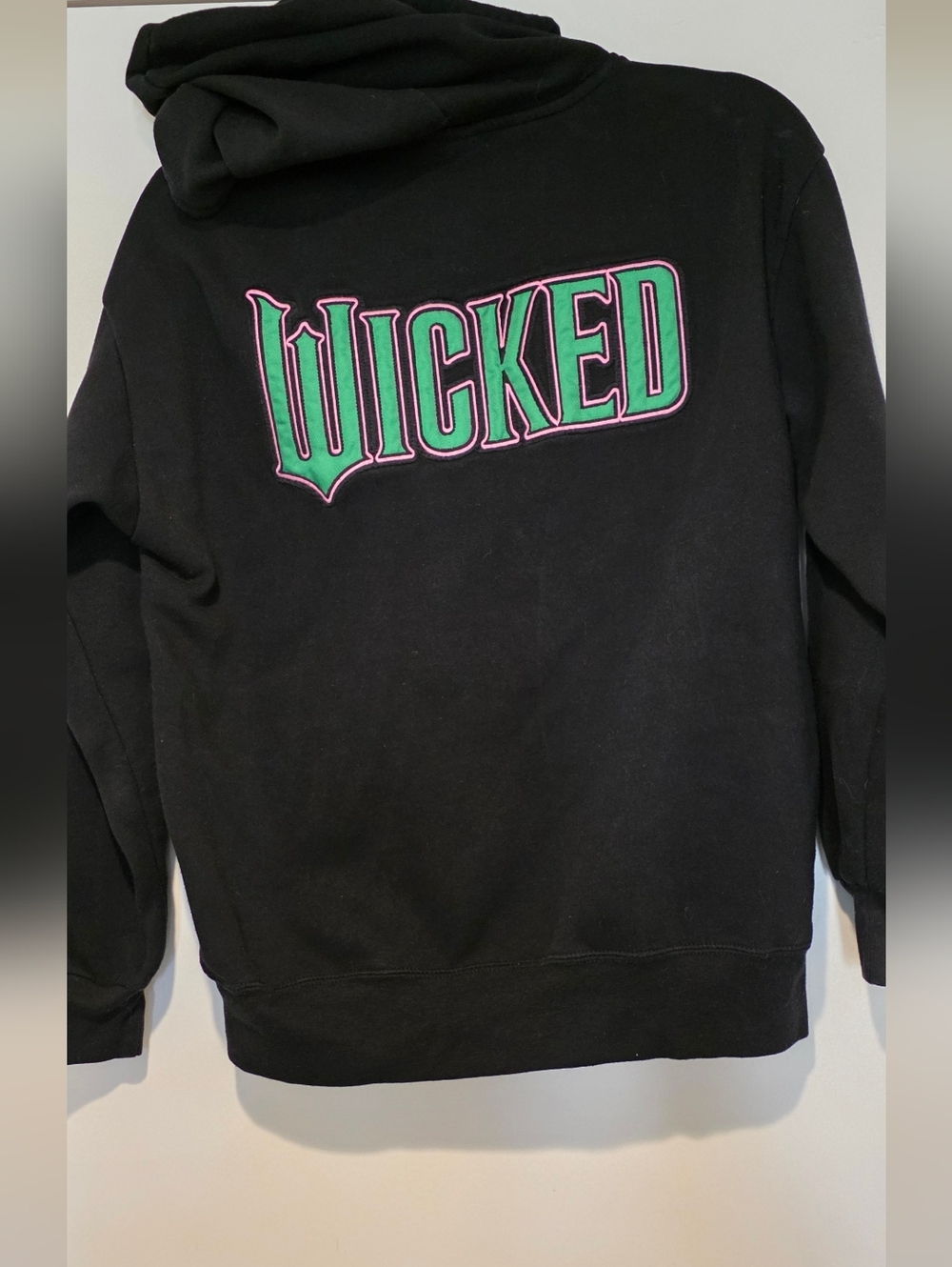 Black 'WICKED' Graphic Hoodie - Green & Pink Lettering Size Medium
